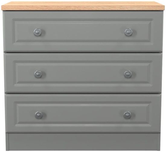 Norfolk Grey and Oak Effect 3 Drawer Small Chest