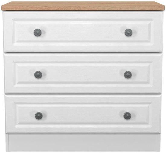 Norfolk White and Oak Effect 3 Drawer Small Chest
