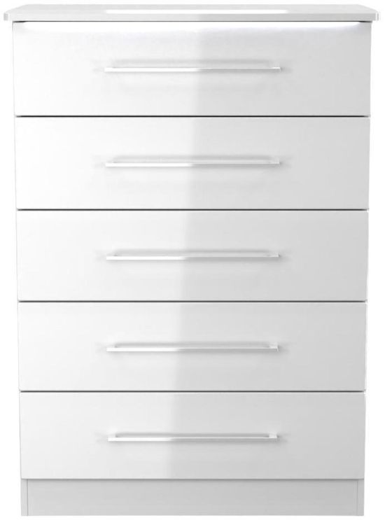 Paris White Gloss 5 Drawer Chest | Choice Furniture Superstore UK