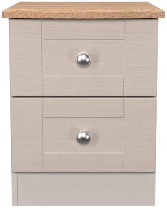 Sussex Cashmere and Oak Effect Oak 2 Drawer Bedside Cabinet