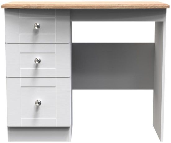 Sussex White and Oak Effect 3 Drawer Single Dressing Table