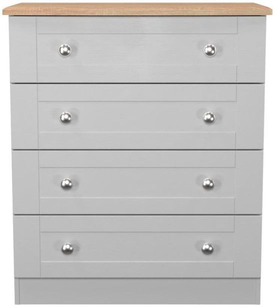 Sussex Grey and Oak Effect 4 Drawer Chest