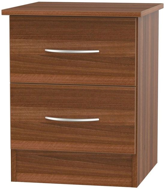 Avon Walnut Effect 2 Drawer Bedside Cabinet