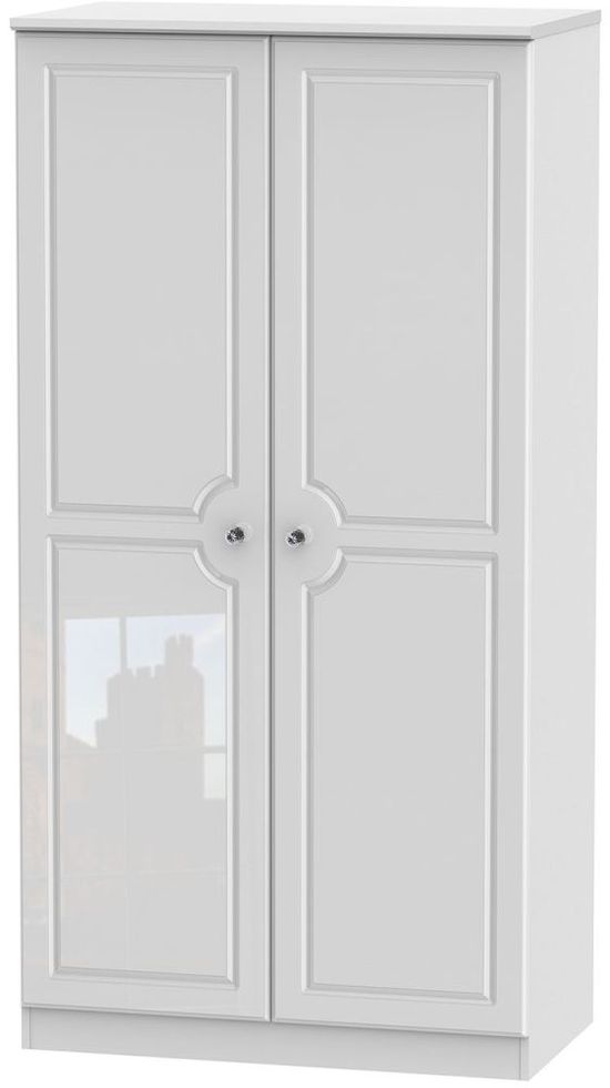 Balmoral White Gloss 2 Door Plain Wardrobe - H 182.4cm