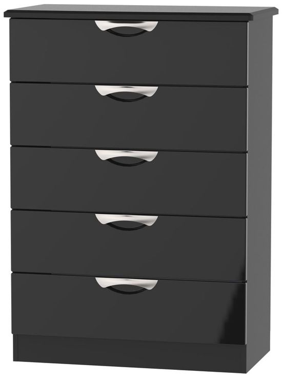 Camden Black Gloss 5 Drawer Chest