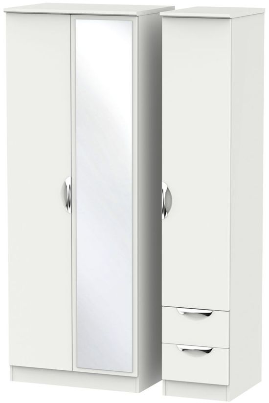 Camden Grey 3 Door Tall Combi Wardrobe - 1 Mirror and RHF 2 Drawers