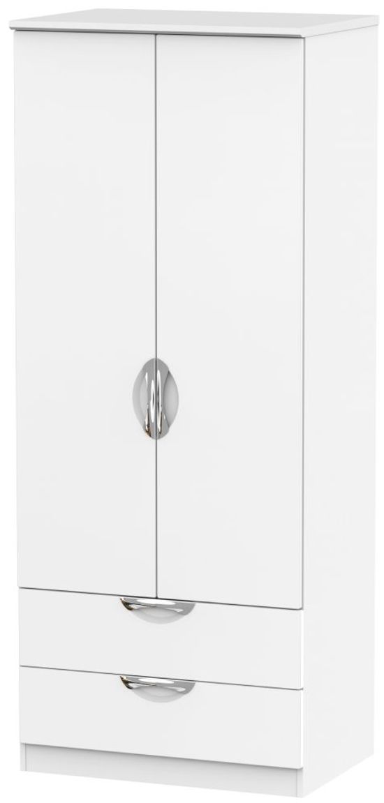 Camden White Matt 2 Door 2 Drawer Double Wardrobe