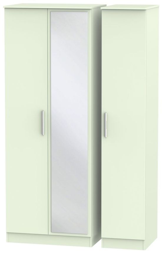 Contrast Cream 3 Door Triple Wardrobe - 1 Mirror