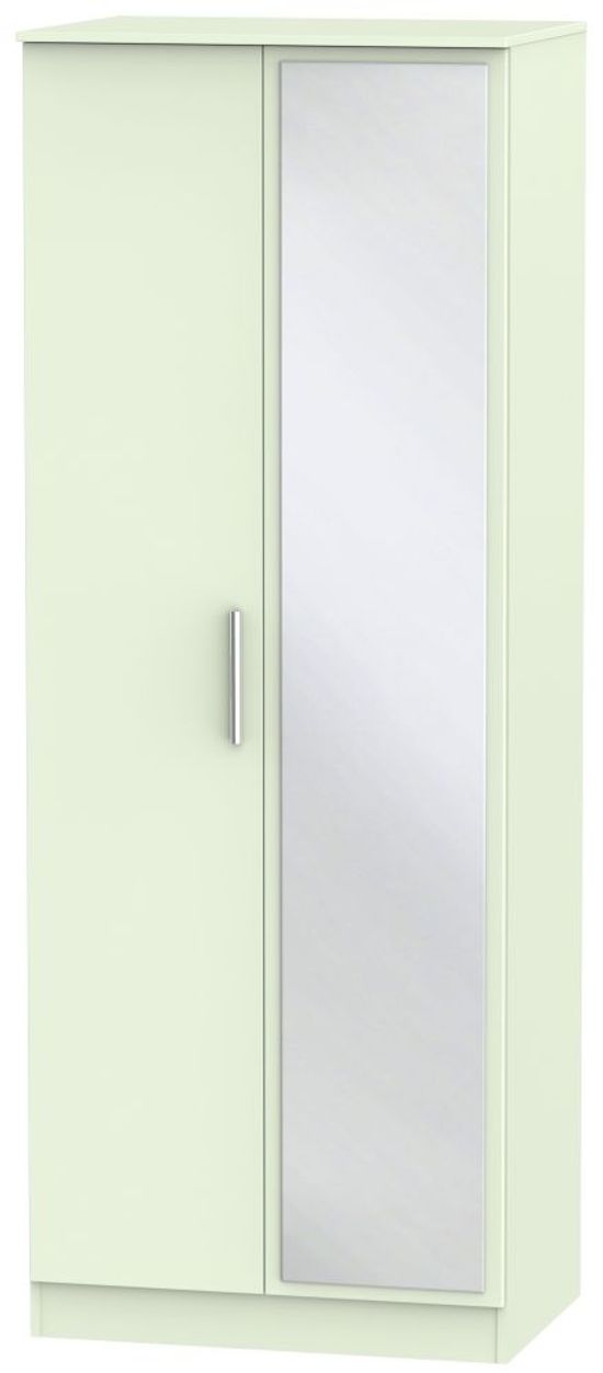 Contrast Cream 2 Door Tall Wardrobe - 1 Mirror