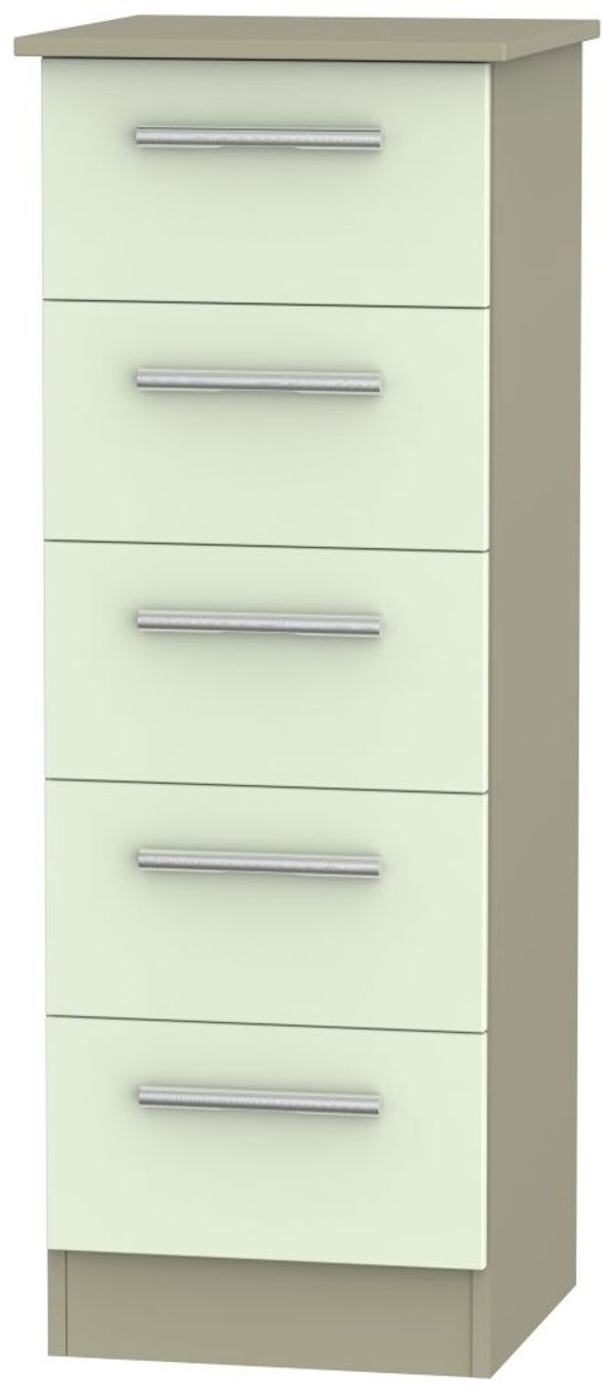 Contrast Cream and Mushroom 5 Drawer Narrow Chest