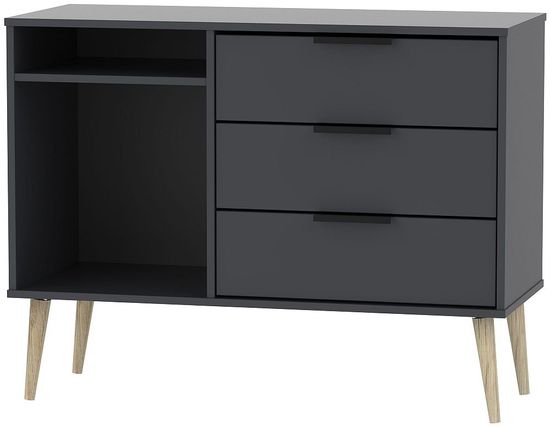 Hong Kong Graphite 95cm TV Unit with Natural Wooden Legs