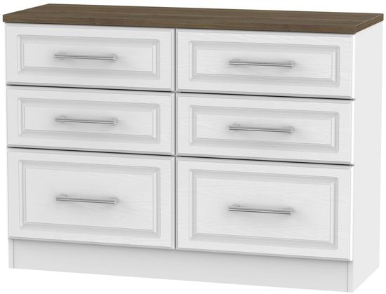 Kent White and Oak 6 Drawer Midi Chest
