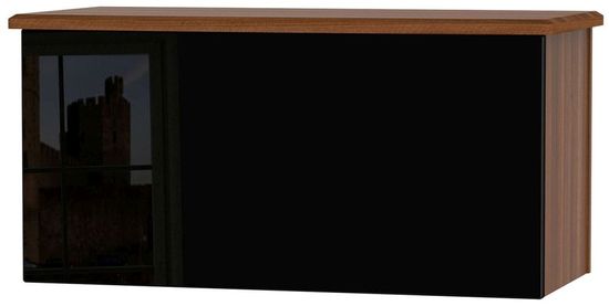 Knightsbridge Black Gloss and Walnut Effect Blanket Box