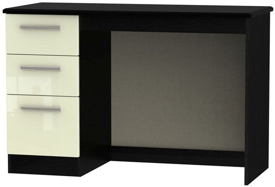 Knightsbridge Cream Gloss and Black 3 Drawer Desk