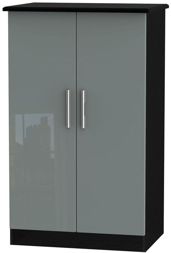 Knightsbridge Grey Gloss and Black Midi Wardrobe