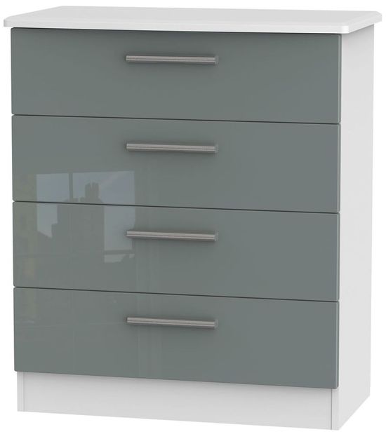 Knightsbridge Grey Gloss and White 4 Drawer Chest