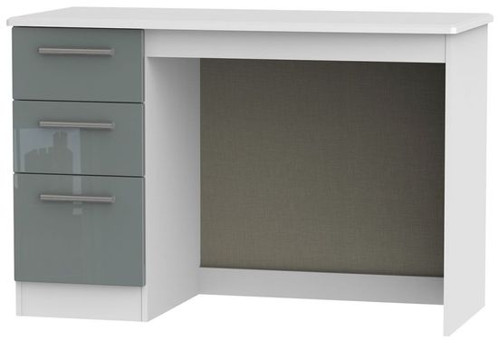 Knightsbridge Grey Gloss and White 3 Drawer Desk