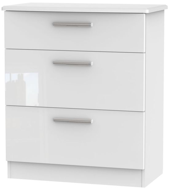 Knightsbridge White Gloss 3 Drawer Deep Chest