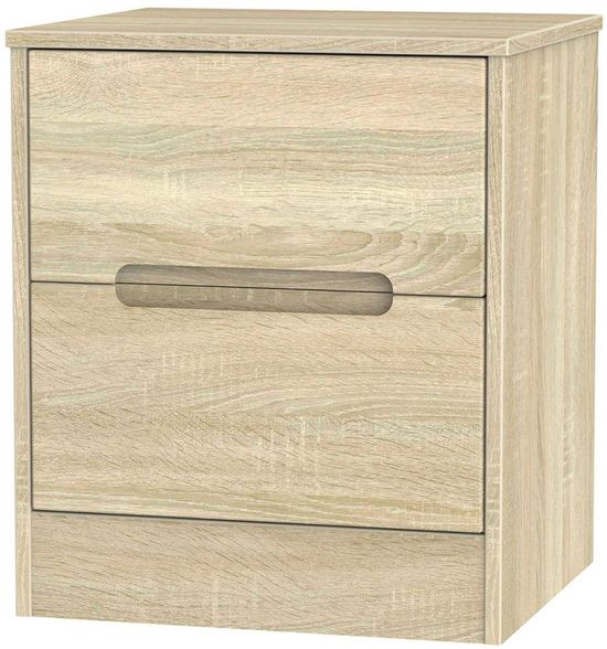Monaco Oak Effect 2 Drawer Bedside Cabinet