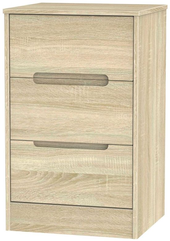 Monaco Oak Effect 3 Drawer Bedside Cabinet