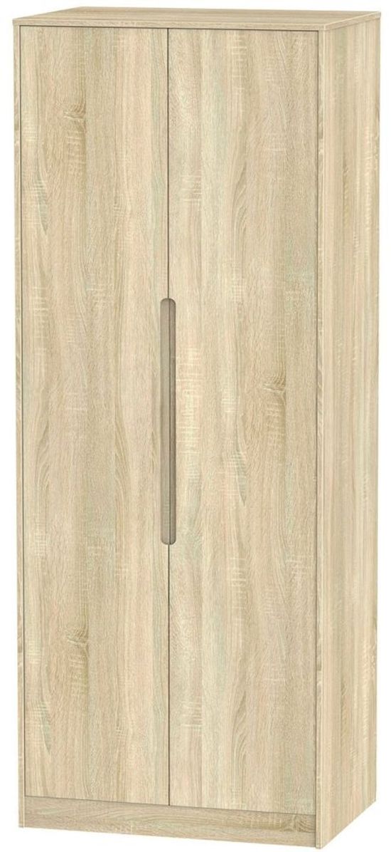 Monaco Oak Effect 2 Door Plain Tall Wardrobe
