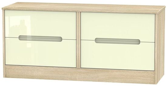 Monaco Cream Gloss and Oak Effect Bed Box