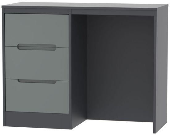 Monaco Grey Gloss and Graphite 3 Drawer Single Dressing Table