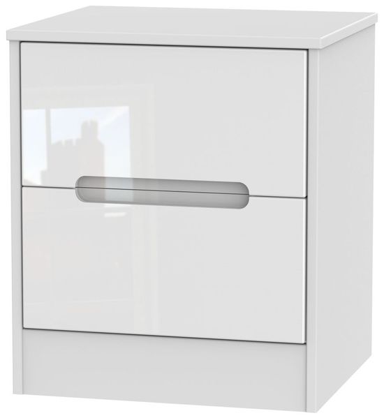 Monaco White Gloss 2 Drawer Bedside Cabinet