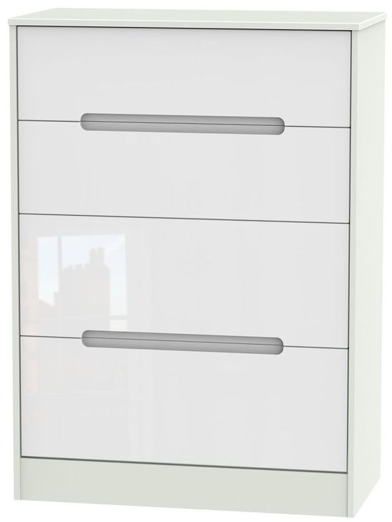 Monaco White Gloss and Cashmere 4 Drawer Deep Chest