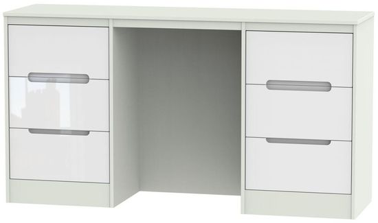 Monaco White Gloss and Cashmere 6 Drawer Double Dressing Table