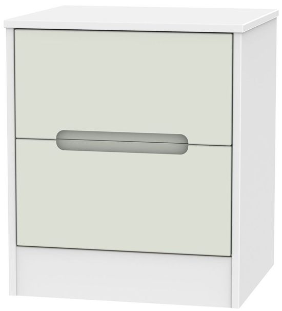 Monaco Cashmere and White 2 Drawer Bedside Cabinet
