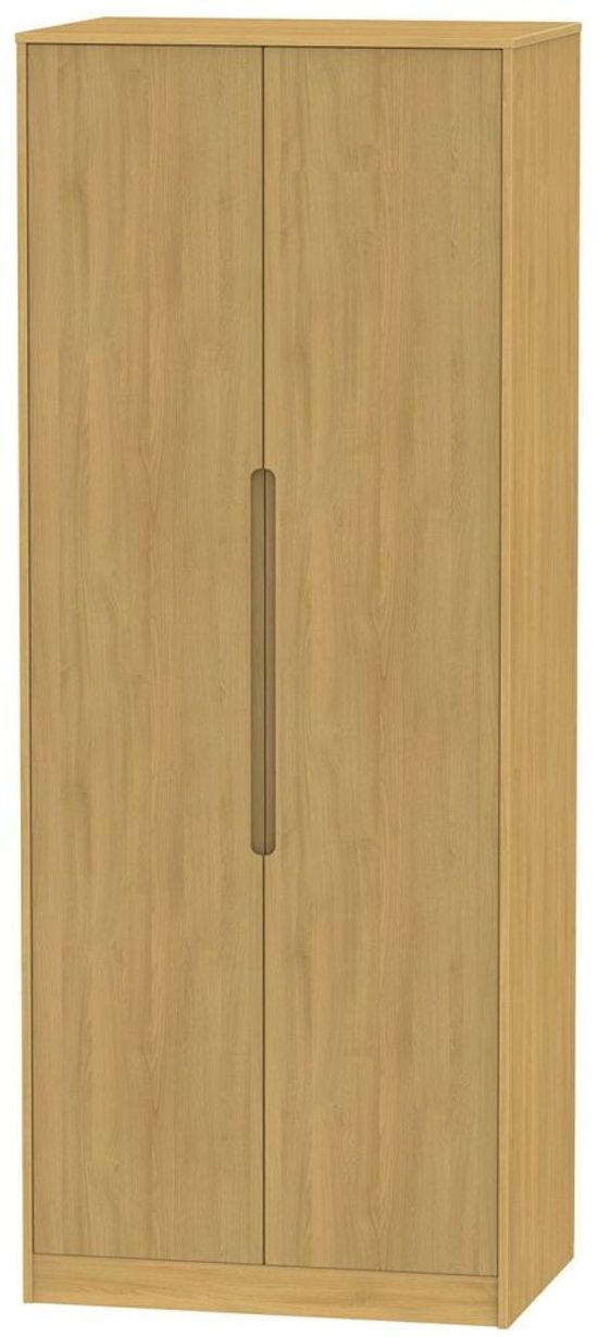 Monaco Modern Oak 2 Door Plain Tall Wardrobe
