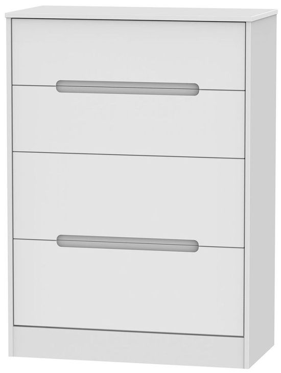 Monaco White 4 Drawer Deep Chest