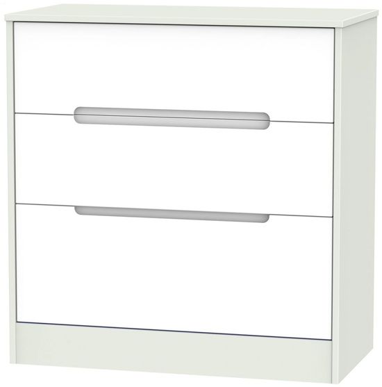 Monaco White and Cashmere 3 Drawer Deep Chest