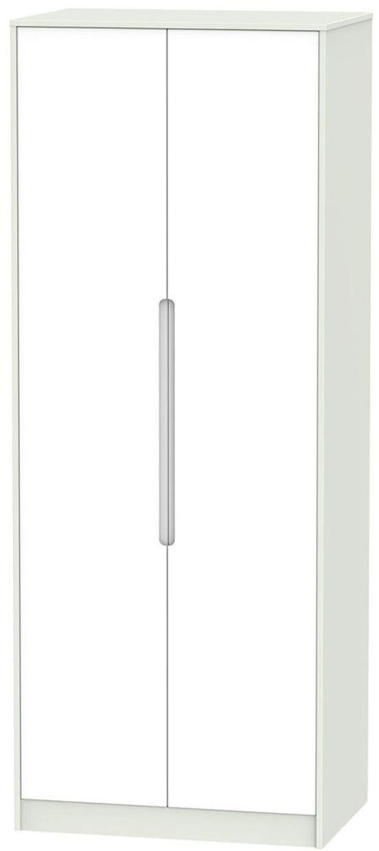 Monaco White and Cashmere 2 Door Plain Tall Wardrobe
