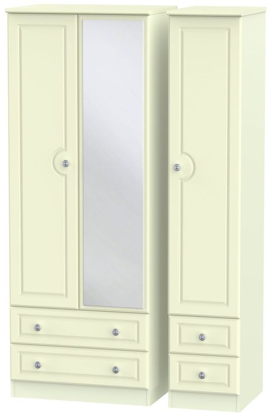 Pembroke Cream 3 Door Tall Combi Wardrobe - 1 Mirror