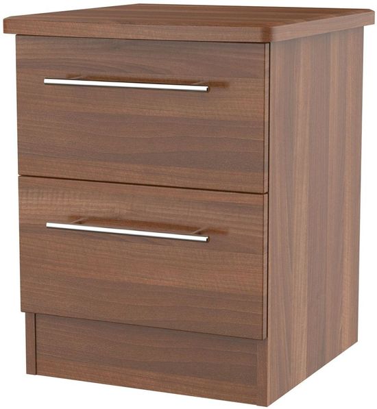 Sherwood Walnut Effect 2 Drawer Bedside Cabinet