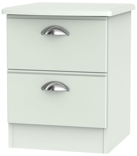 Victoria Grey 2 Drawer Bedside Cabinet