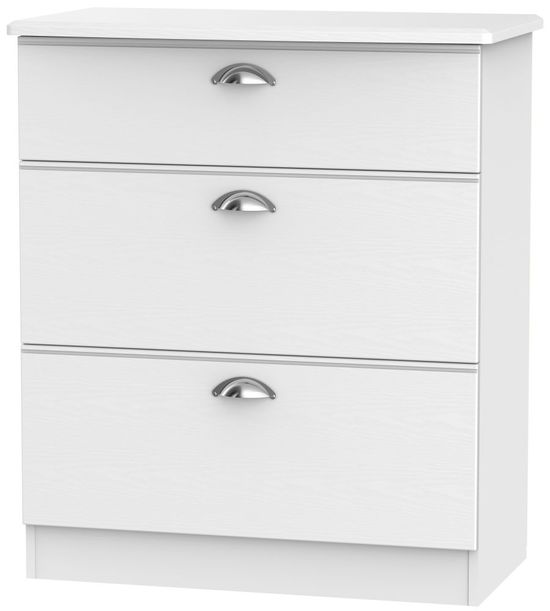 Victoria White 3 Drawer Deep Chest