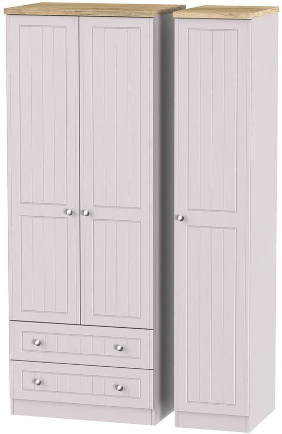 Vienna Cashmere 3 Door Tall Triple Wardrobe - LHF 2 Drawers