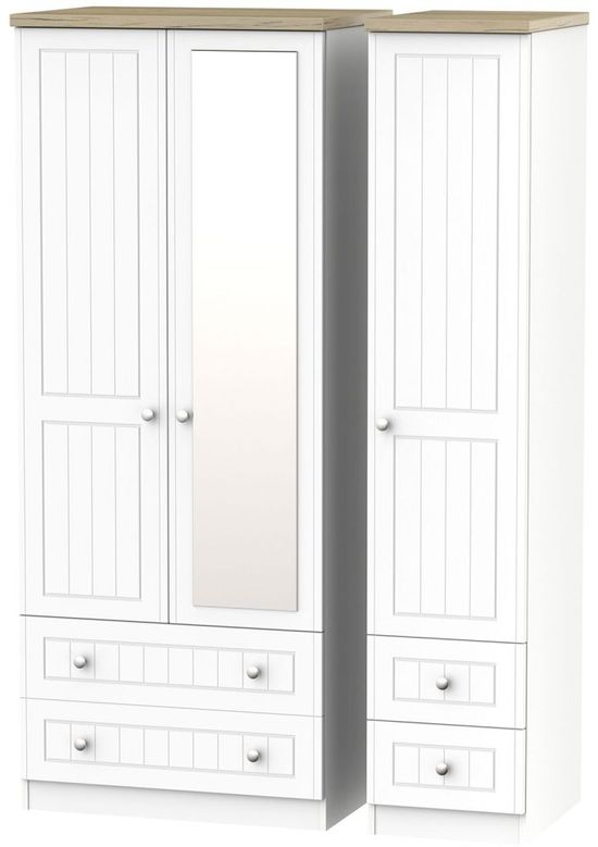 Vienna Porcelain 3 Door Combi Wardrobe - 1 Mirror