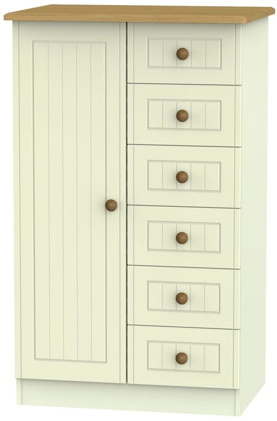 Warwick Cream and Oak 1 Door Midi Wardrobe
