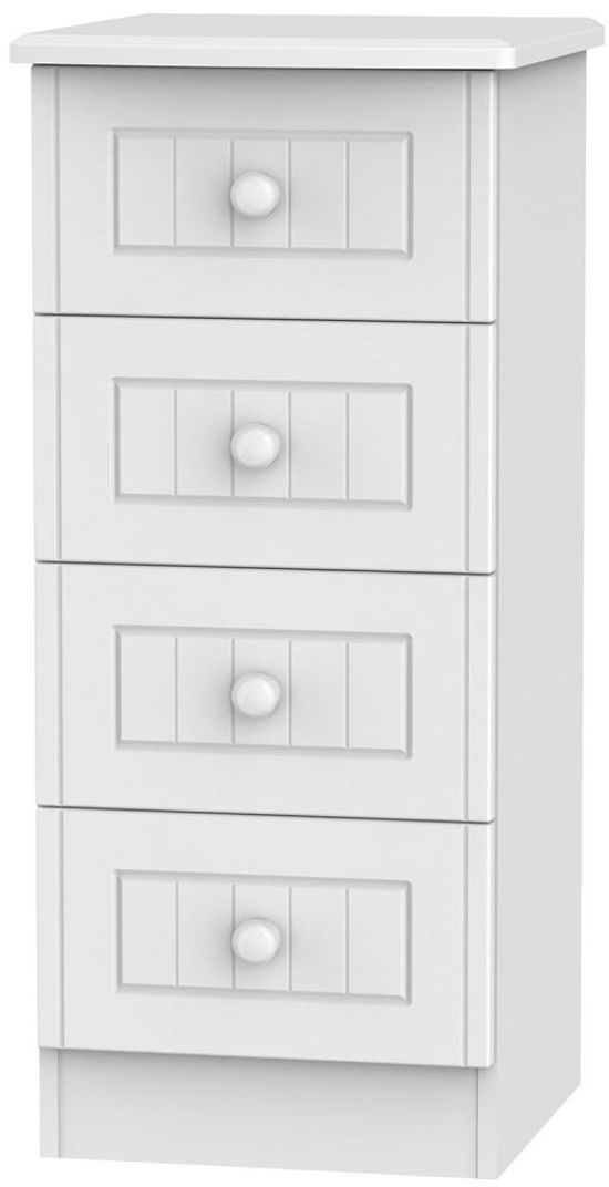 Warwick White 4 Drawer Narrow Chest