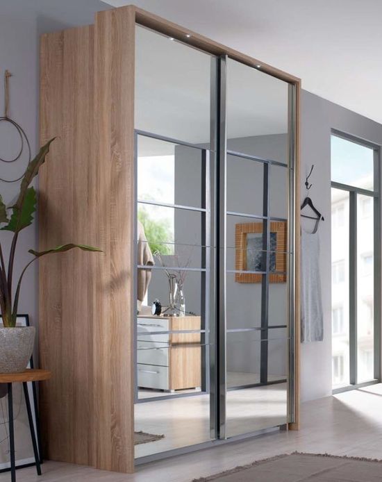 Rauch Ellesse 226cm Sonoma Oak 2 Door Full Mirrored  Sliding Wardrobe