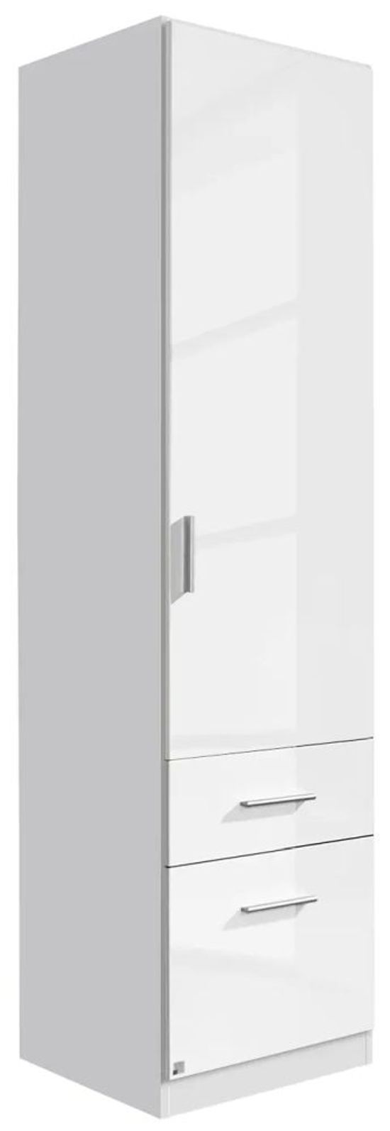 Rauch Celle 47cm White Gloss Wardrobe with Drawers - RH Door