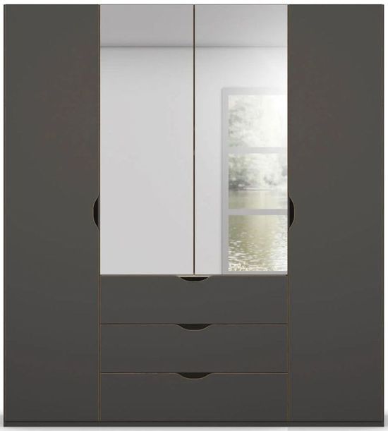 Rauch Lias 201cm 4 Door Black Combi Wardrobe
