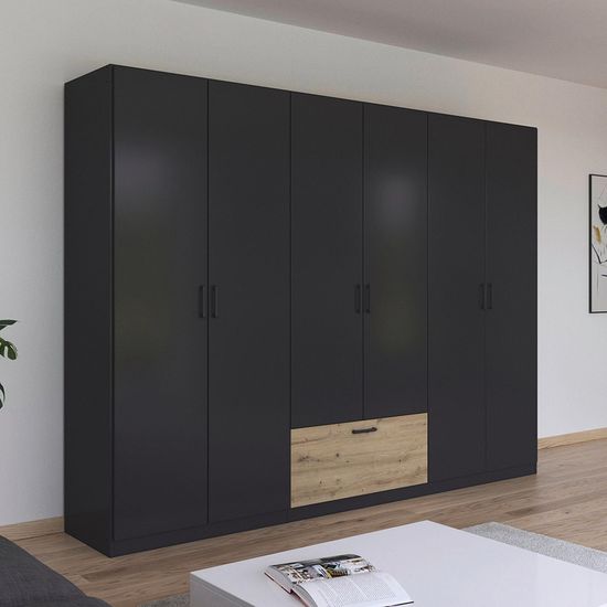 Rauch Bari 271cm 6 Door Wardrobe - Metallic Grey and Artisan Oak