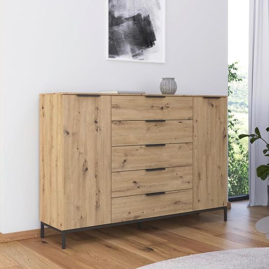 Rauch Flipp 2 Door Sideboard with Metal Base - 160cm - Artisan Oak