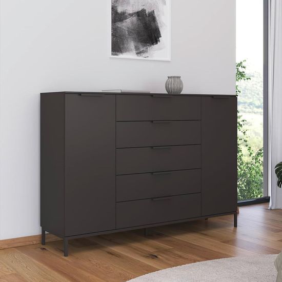 Rauch Flipp 2 Door Sideboard with Metal Base - 180cm - Graphite