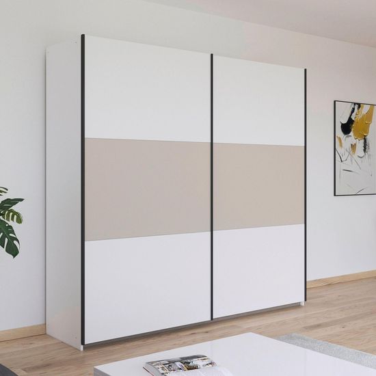 Rauch Neo 218cm 2 Door Sliding Wardrobe - Alpine White and Champagne
